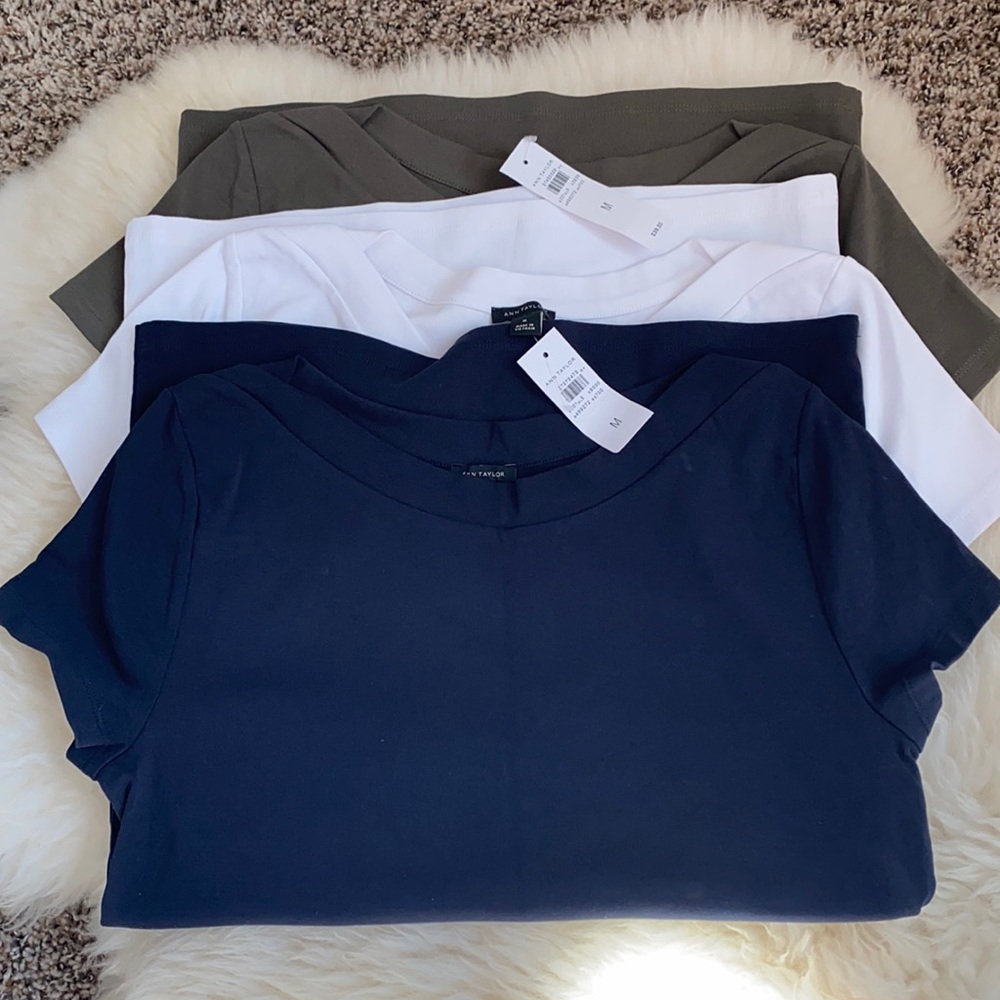 Ann Taylor Boat Neck Classic Tee Size M